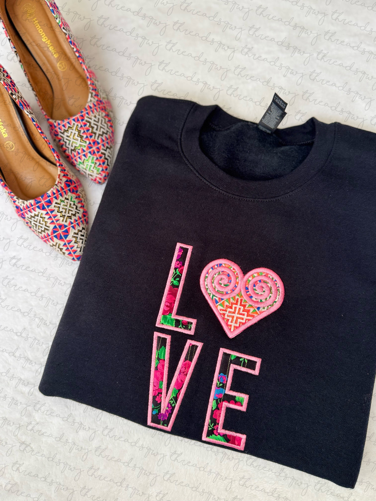LOVE Paj Ntaub Mos Heart Limited CUSTOMIZATION Crewneck (PRE-ORDER)