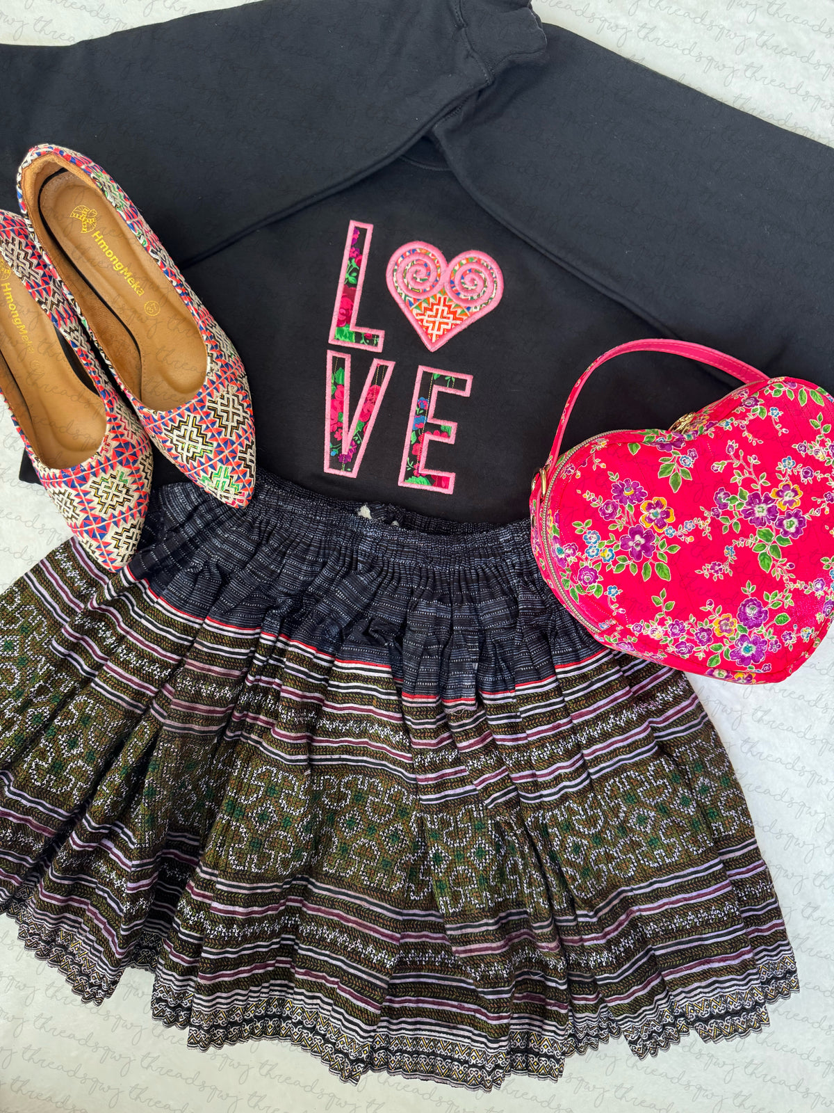 LOVE Paj Ntaub Mos Heart Limited CUSTOMIZATION Crewneck (PRE-ORDER)