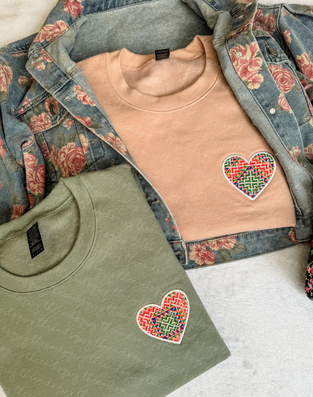 Paj Ntaub Mos Embroidery Heart CUSTOMIZATION Crewneck/Hoodie (PRE-ORDER)