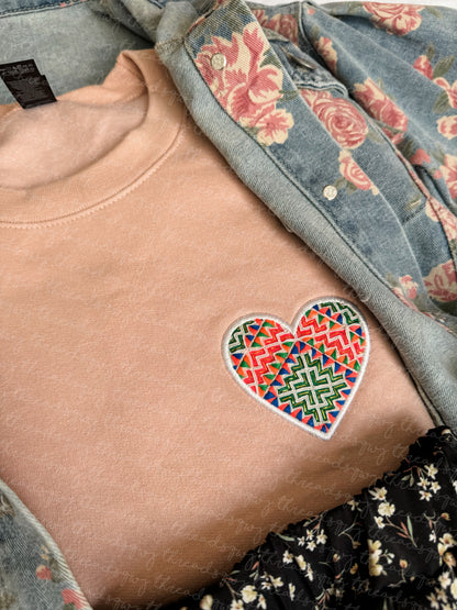 Paj Ntaub Mos Embroidery Heart CUSTOMIZATION Crewneck/Hoodie (PRE-ORDER)
