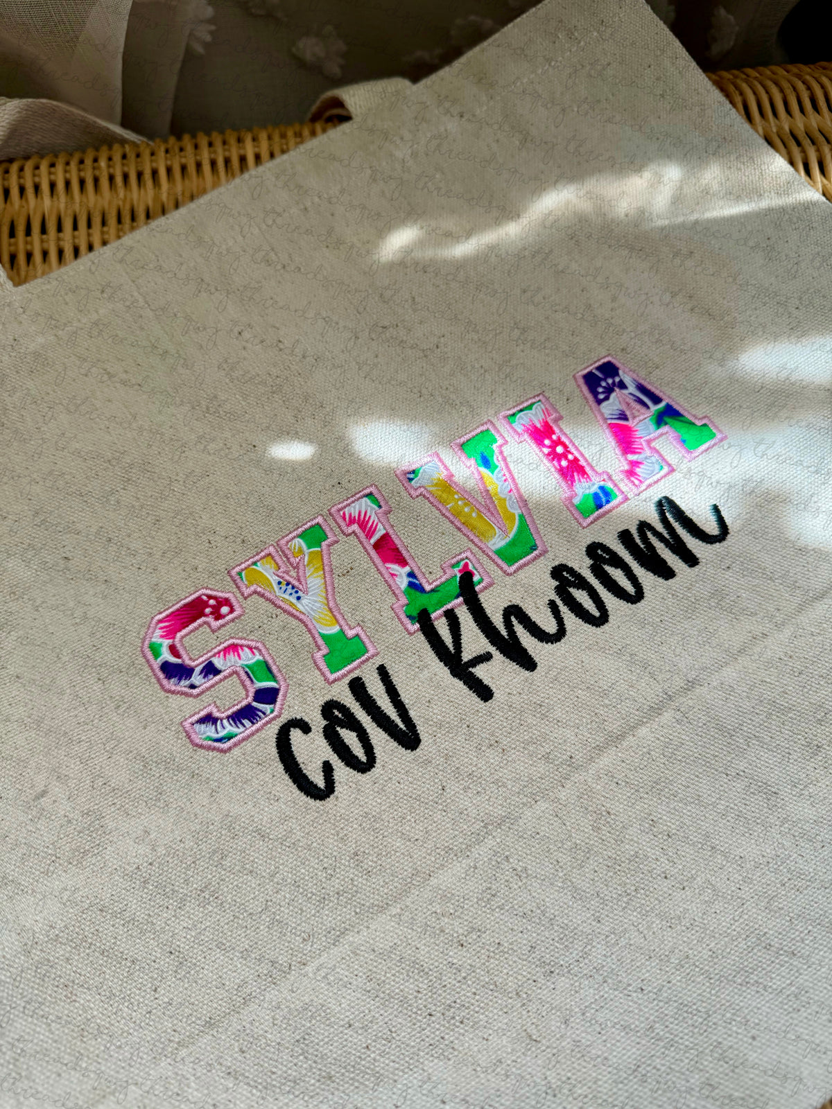 Name "Cov Khoom" Natural Tote CUSTOMIZATION (PRE-ORDER)