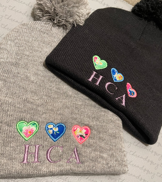 Hearts Embroidered Beanie (PRE-ORDER)