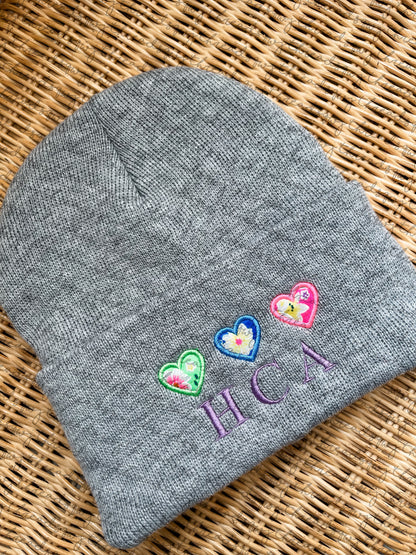Hearts Embroidered Beanie (PRE-ORDER)